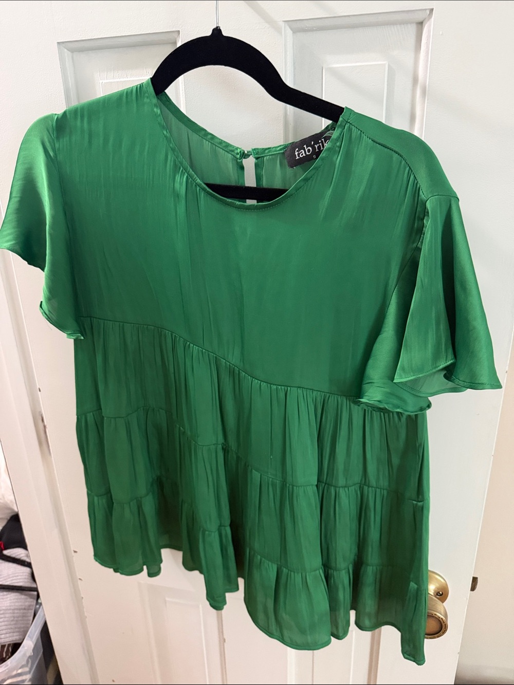 fab'rik Emerald Green Tiered Flutter-Sleeve Tunic